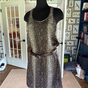 Snake Print Sleeveless Dress with Belt